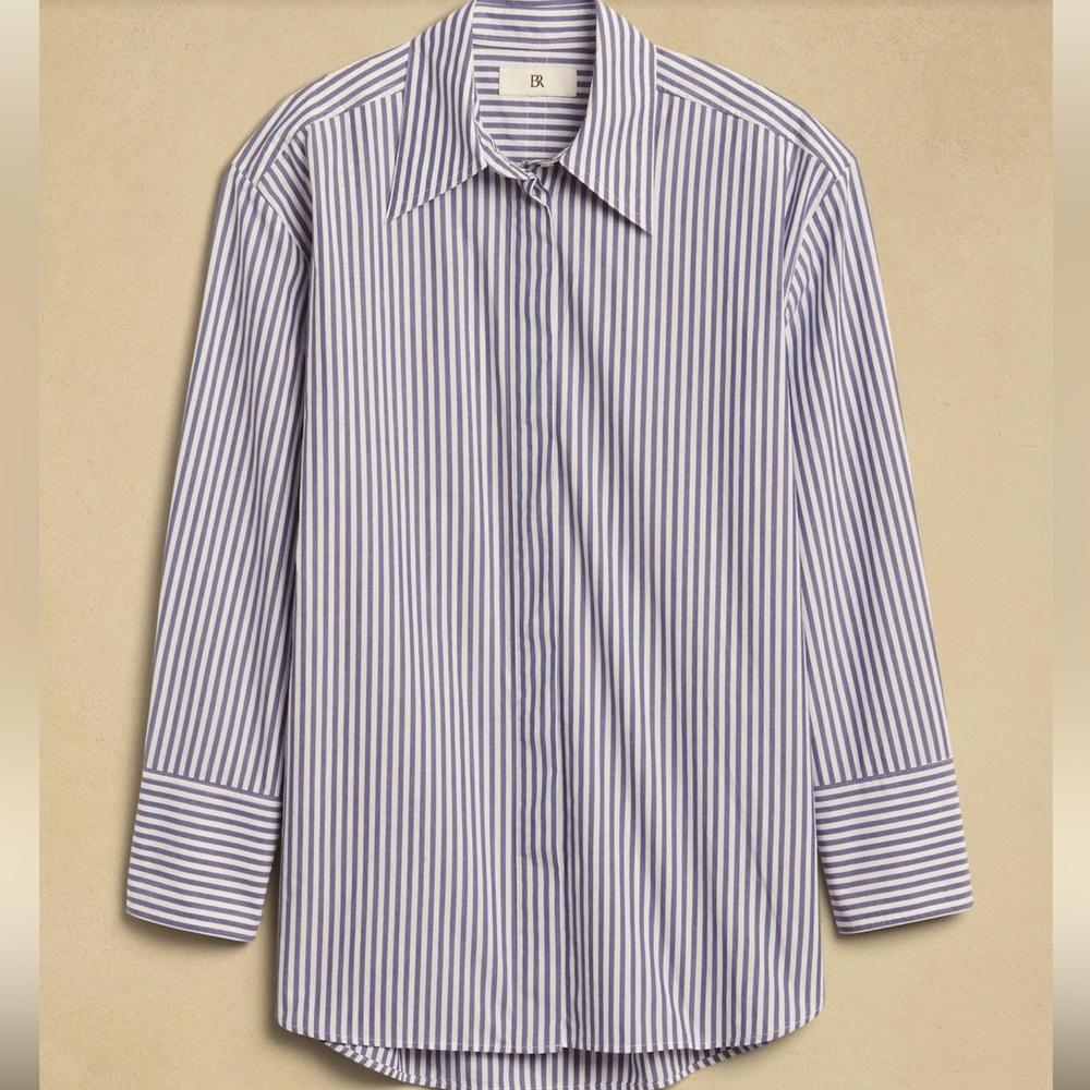Banana Republic, Grey and White Stripe Oversized “THE OVERSIZED SHIRT”